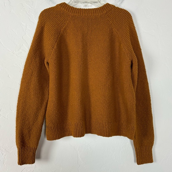 Madewell Sweater Pullover Sweatshirt Arden V Neck Cropped Brown‎ Knit Ribbed Top - Picture 2 of 8
